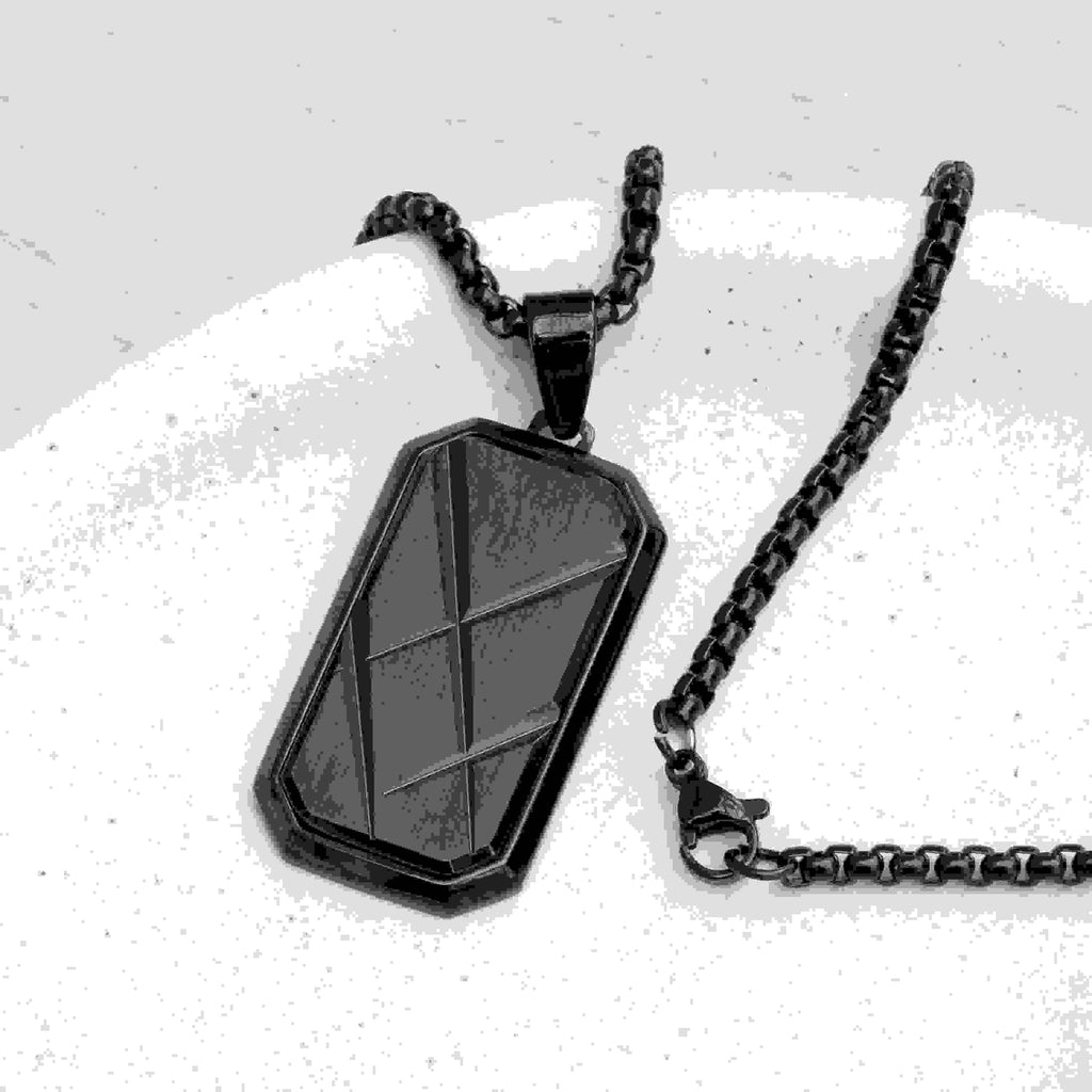 Personalised Men’s Contemporary Black Dog Tag Necklace