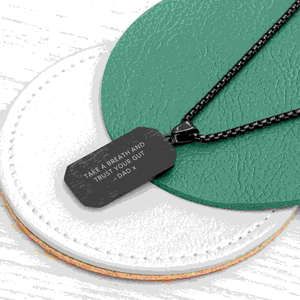 Personalised Men’s Contemporary Black Dog Tag Necklace