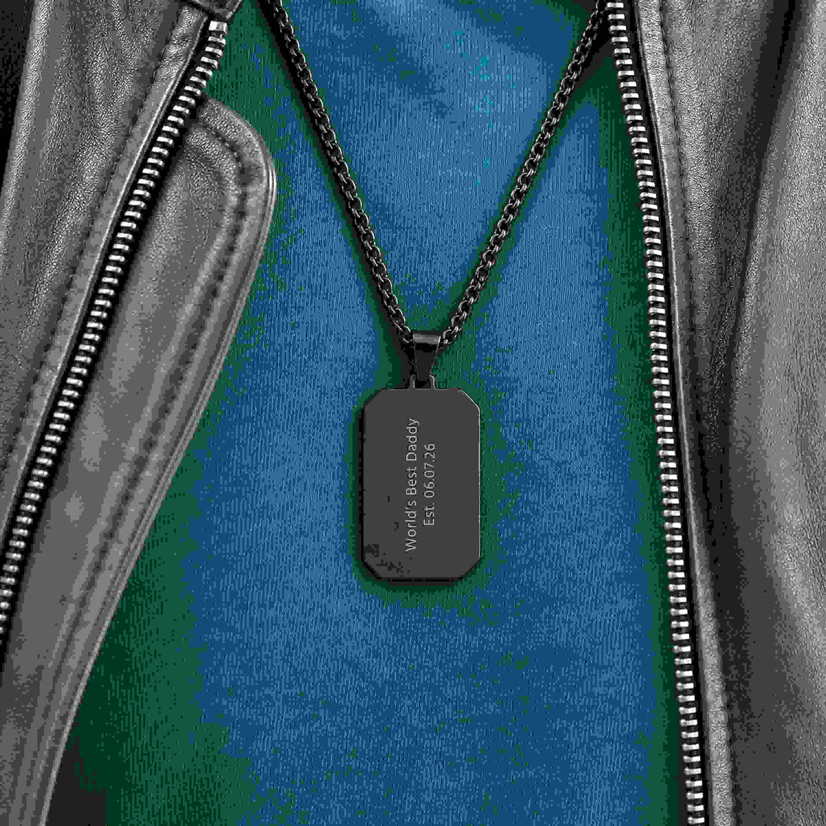 Personalised Men’s Contemporary Black Dog Tag Necklace