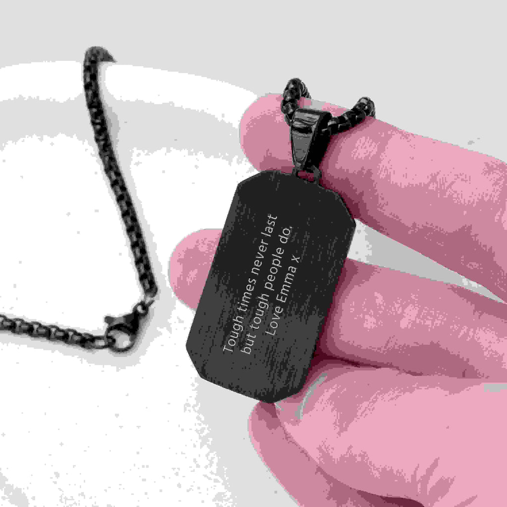 Personalised Men’s Contemporary Black Dog Tag Necklace