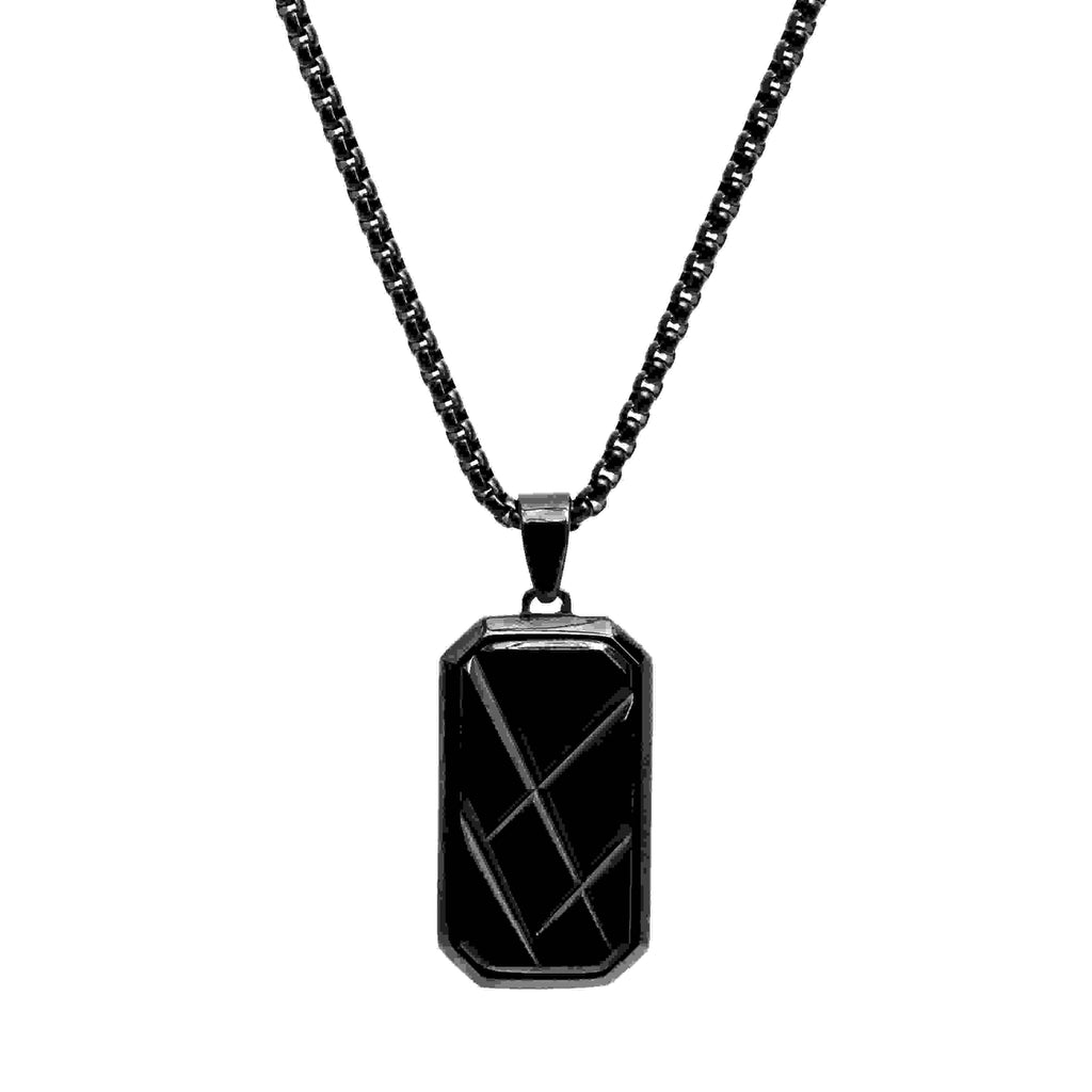 Personalised Men’s Contemporary Black Dog Tag Necklace