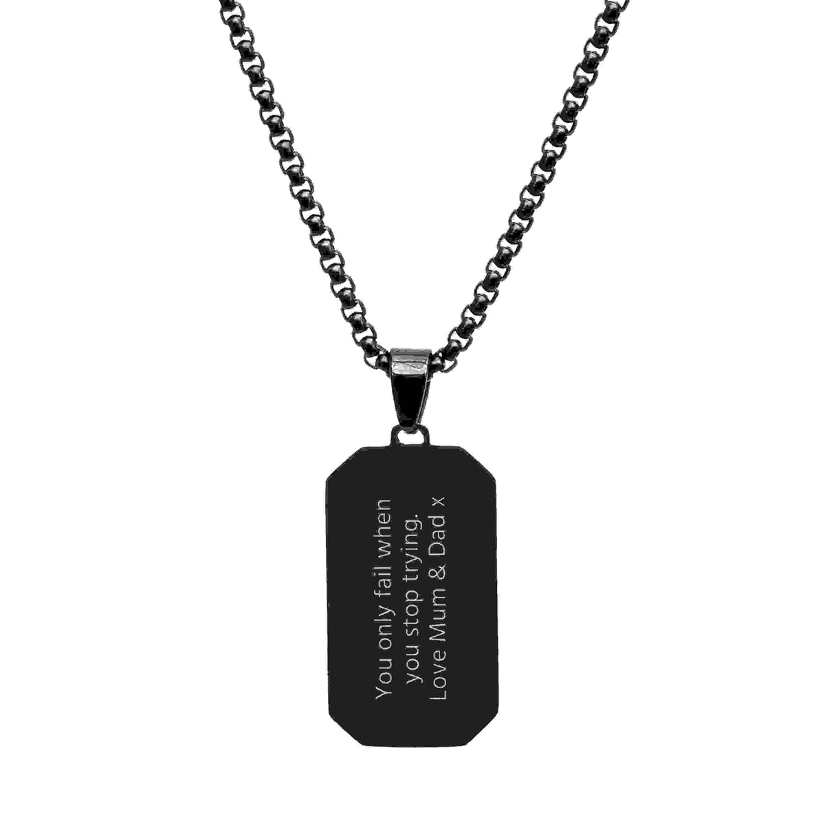 Personalised Men’s Contemporary Black Dog Tag Necklace