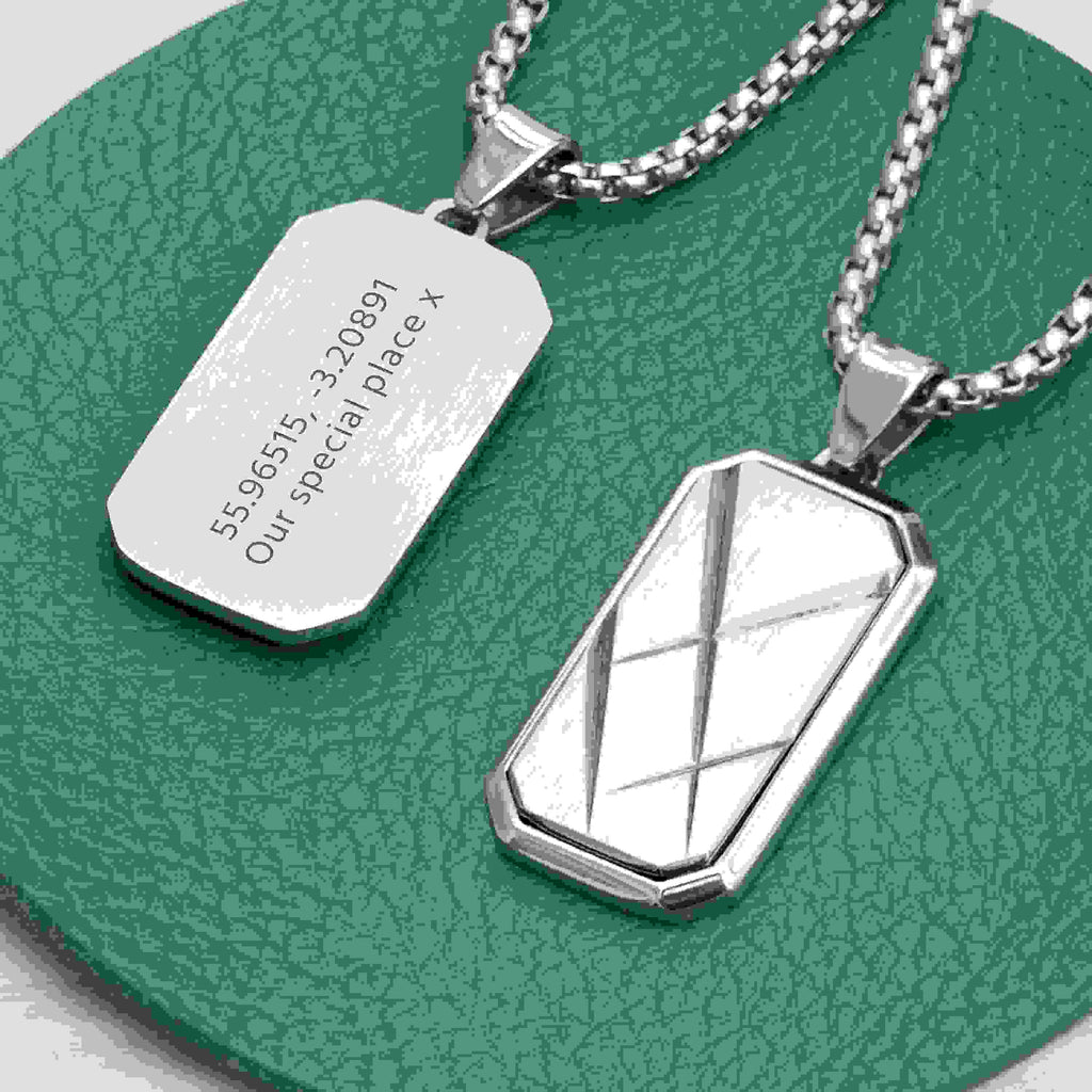 Personalised Men’s Contemporary Silver Dog Tag Necklace