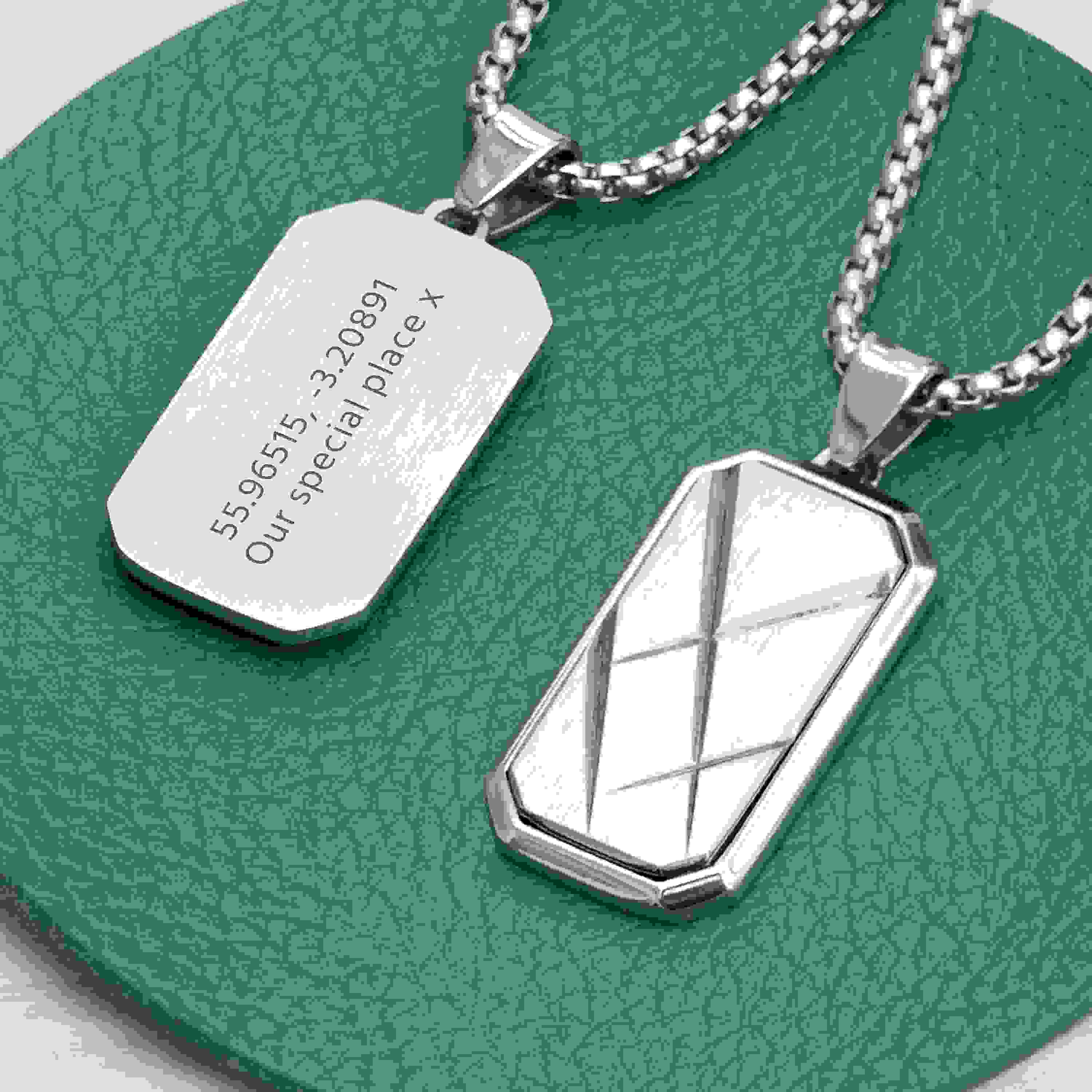 Personalised Men’s Contemporary Silver Dog Tag Necklace