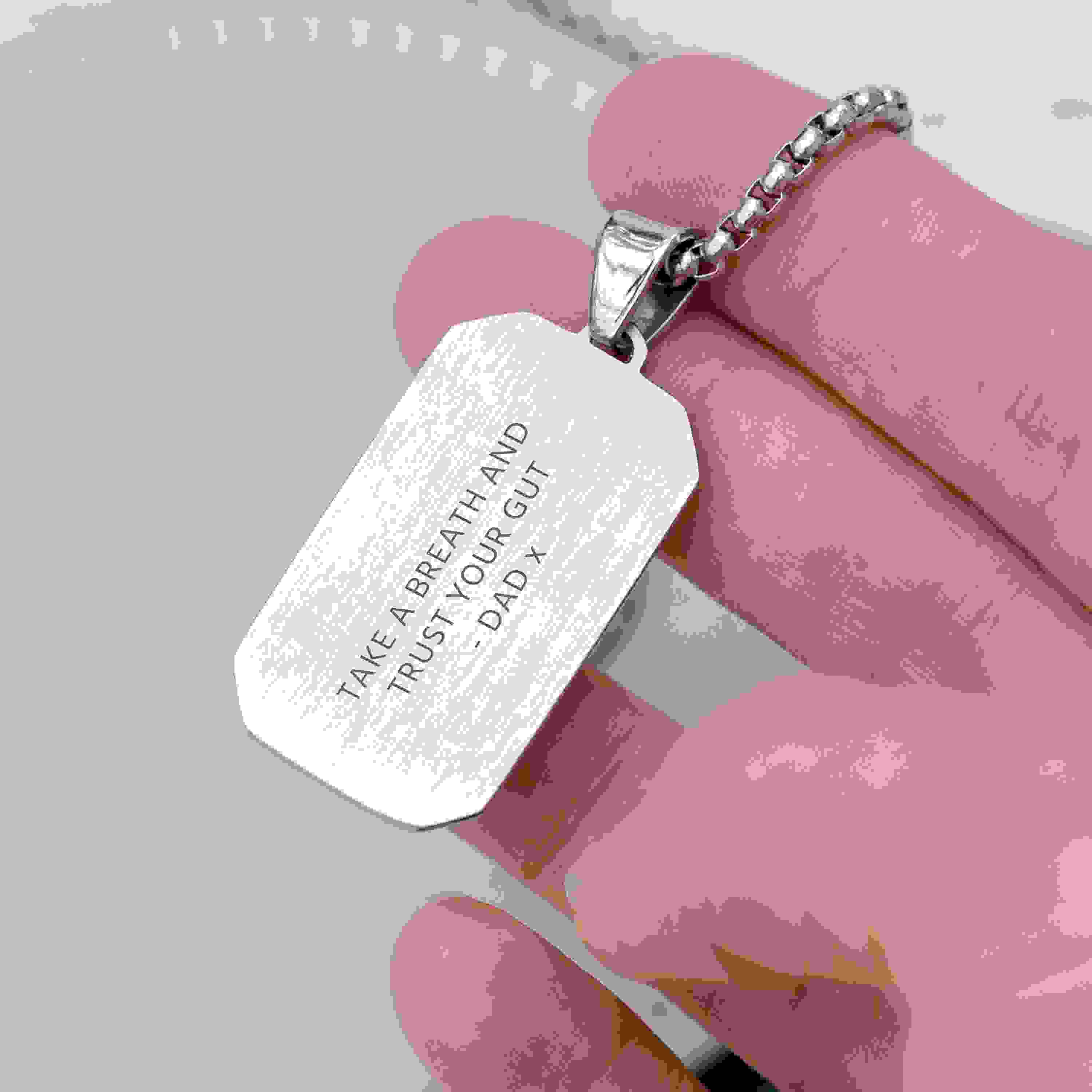 Personalised Men’s Contemporary Silver Dog Tag Necklace