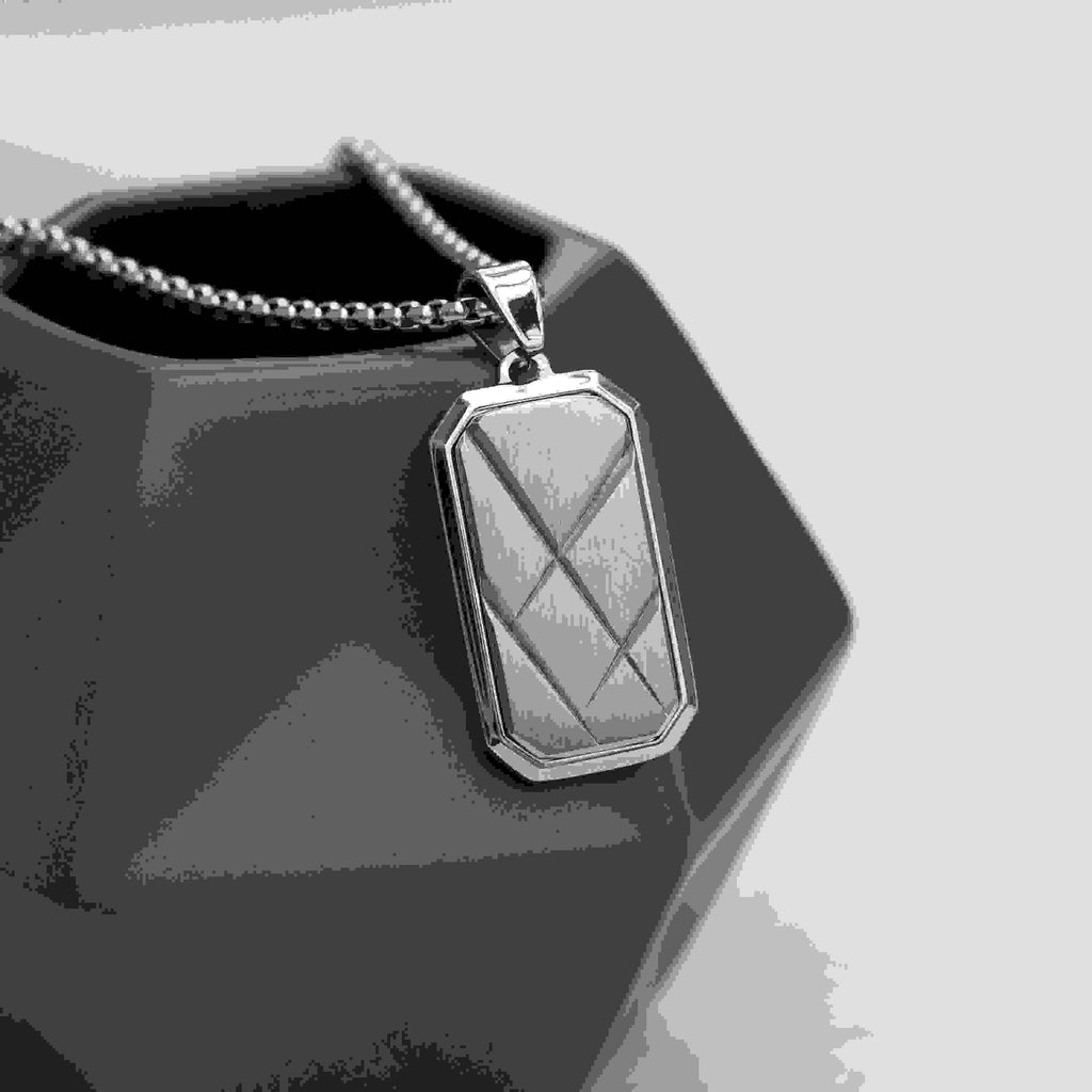 Personalised Men’s Contemporary Silver Dog Tag Necklace
