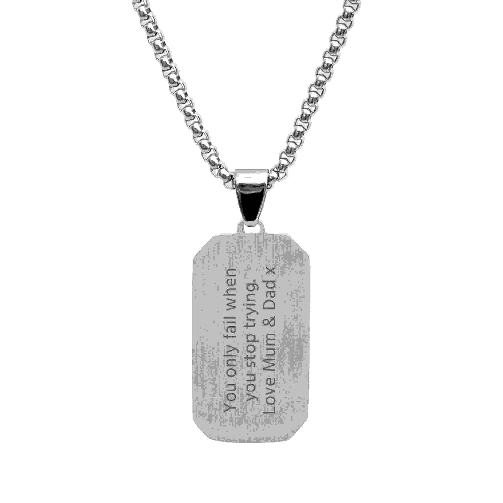 Personalised Men’s Contemporary Silver Dog Tag Necklace