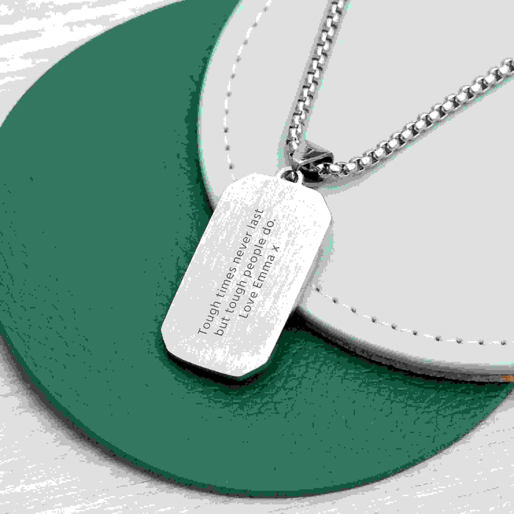 Personalised Men’s Contemporary Silver Dog Tag Necklace