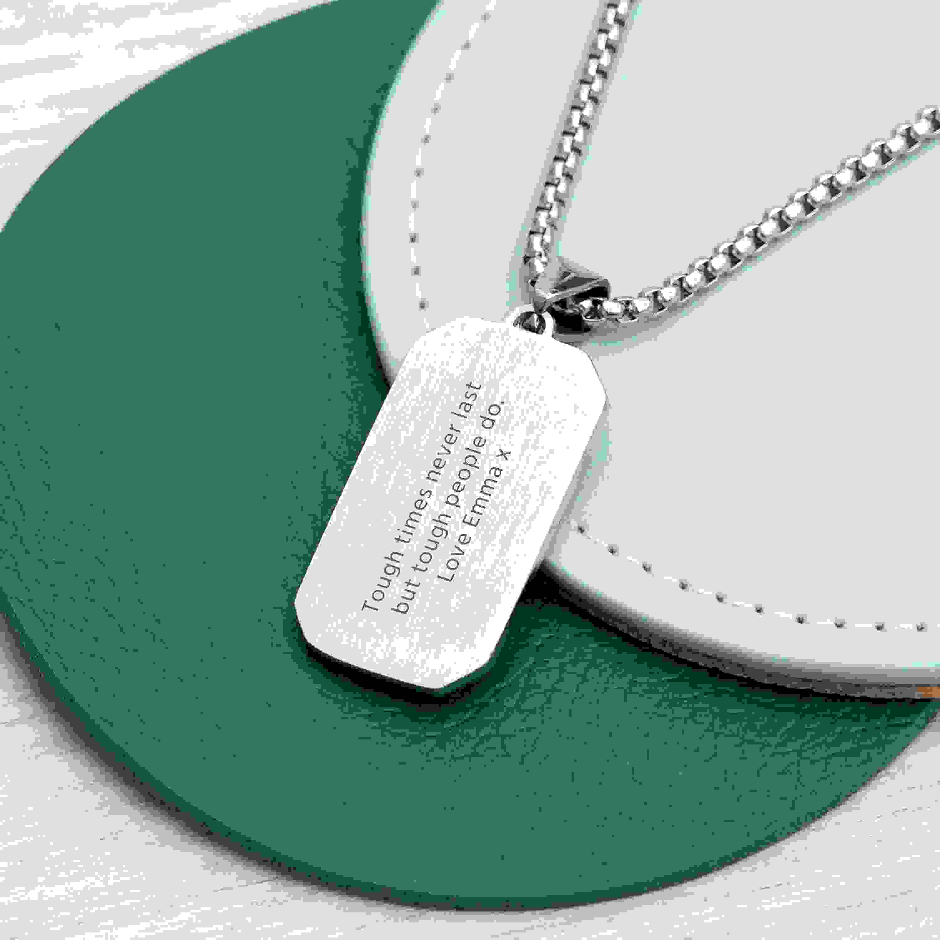 Personalised Men’s Contemporary Silver Dog Tag Necklace