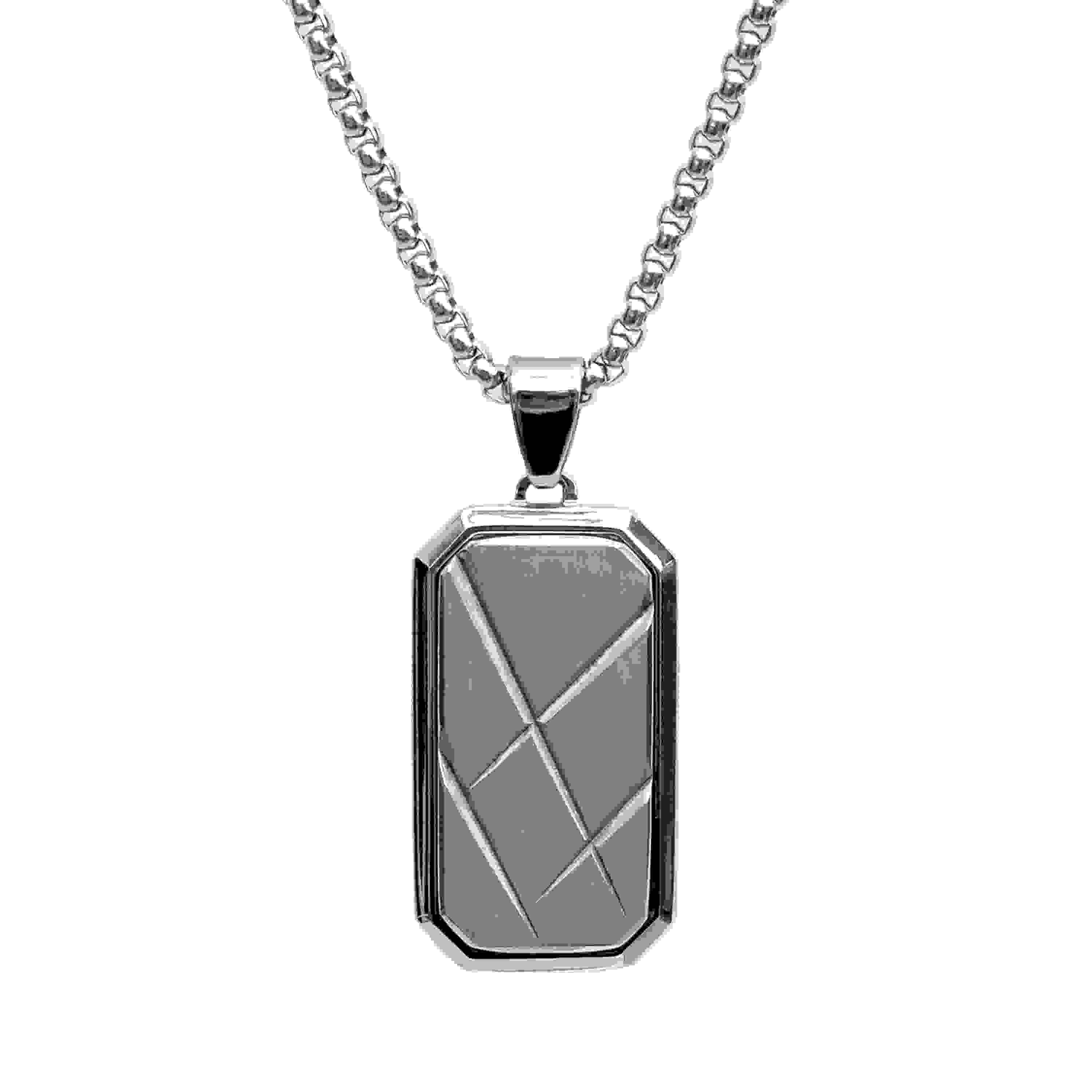 Personalised Men’s Contemporary Silver Dog Tag Necklace