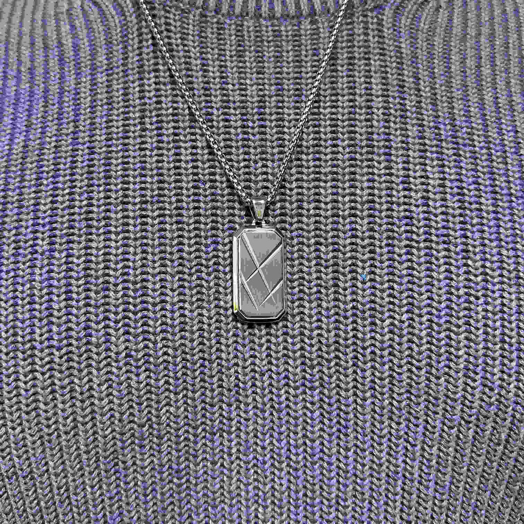 Personalised Men’s Contemporary Silver Dog Tag Necklace