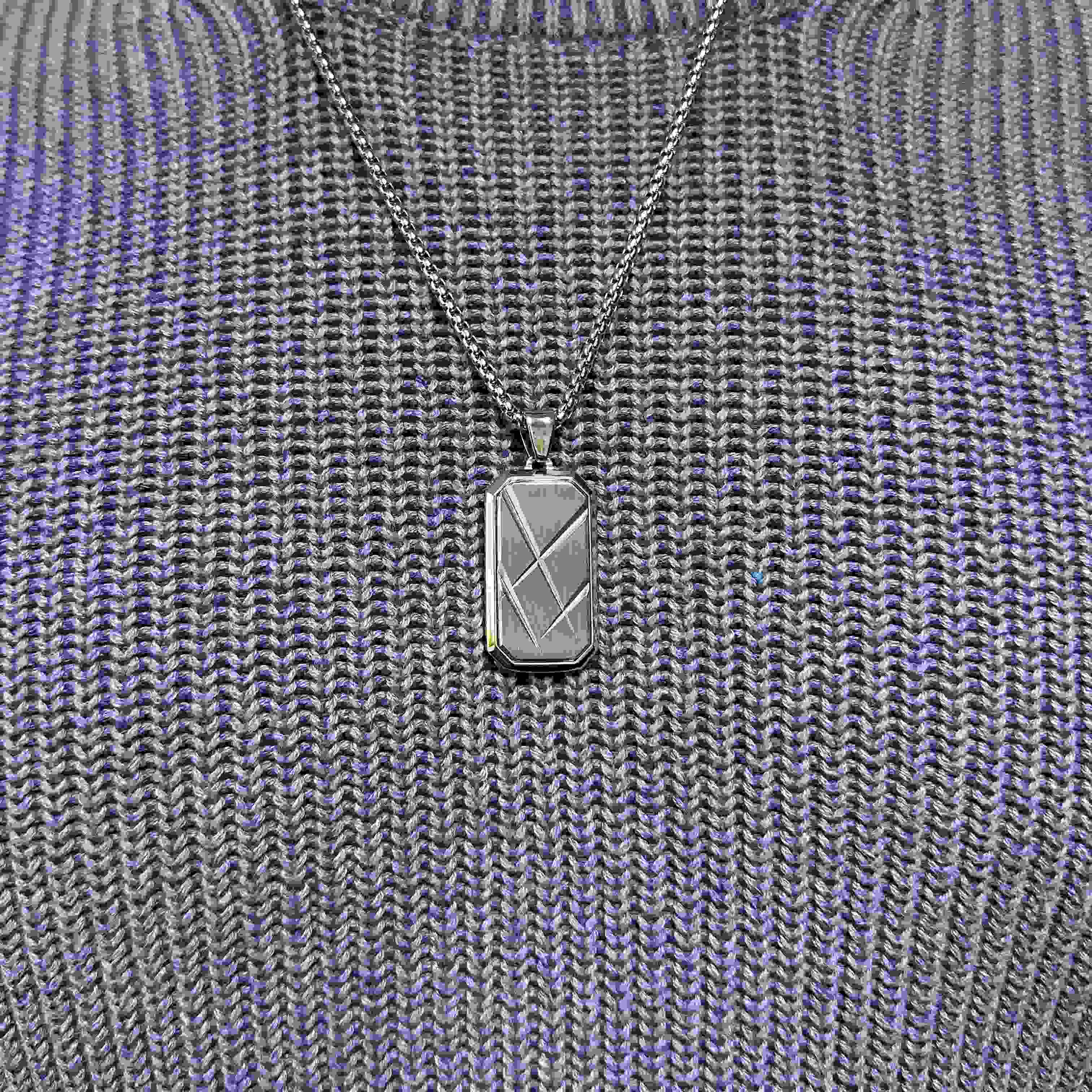 Personalised Men’s Contemporary Silver Dog Tag Necklace