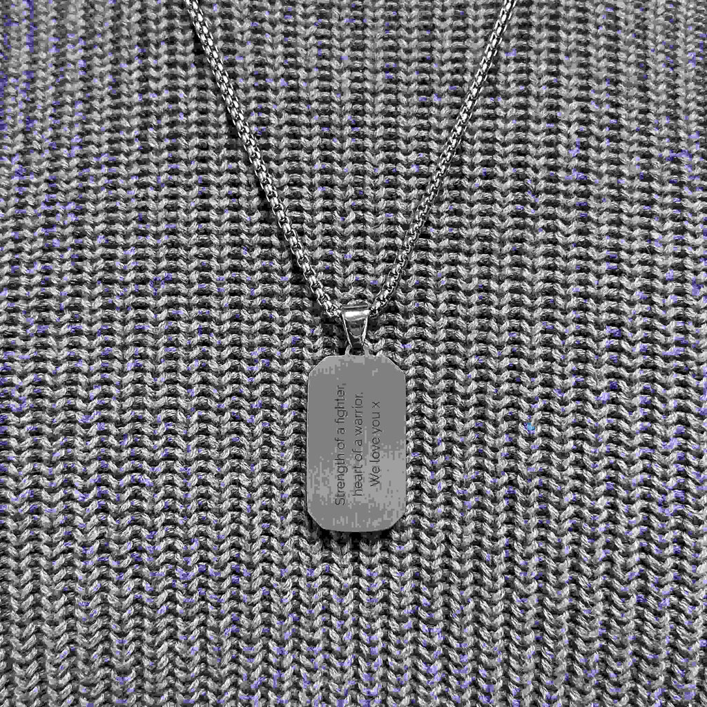 Personalised Men’s Contemporary Silver Dog Tag Necklace