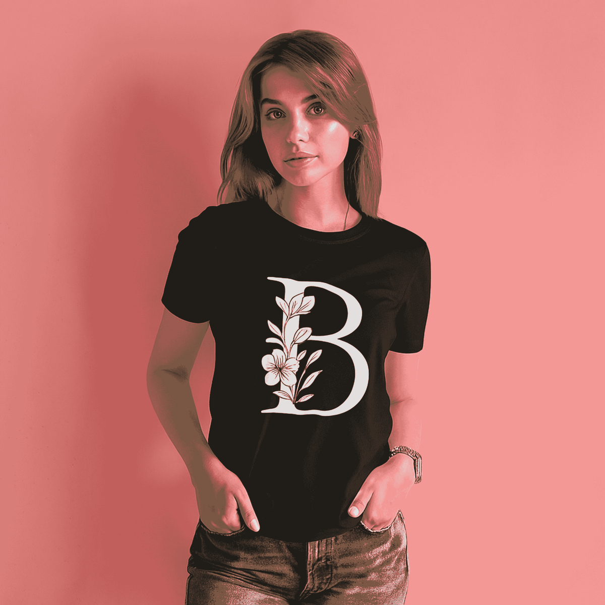 Monogrammed Women's Floral T-Shirt