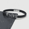 Personalised Men's Woven Leather Anchor Bracelet