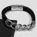 Personalised Urban Steel Leather Bracelet