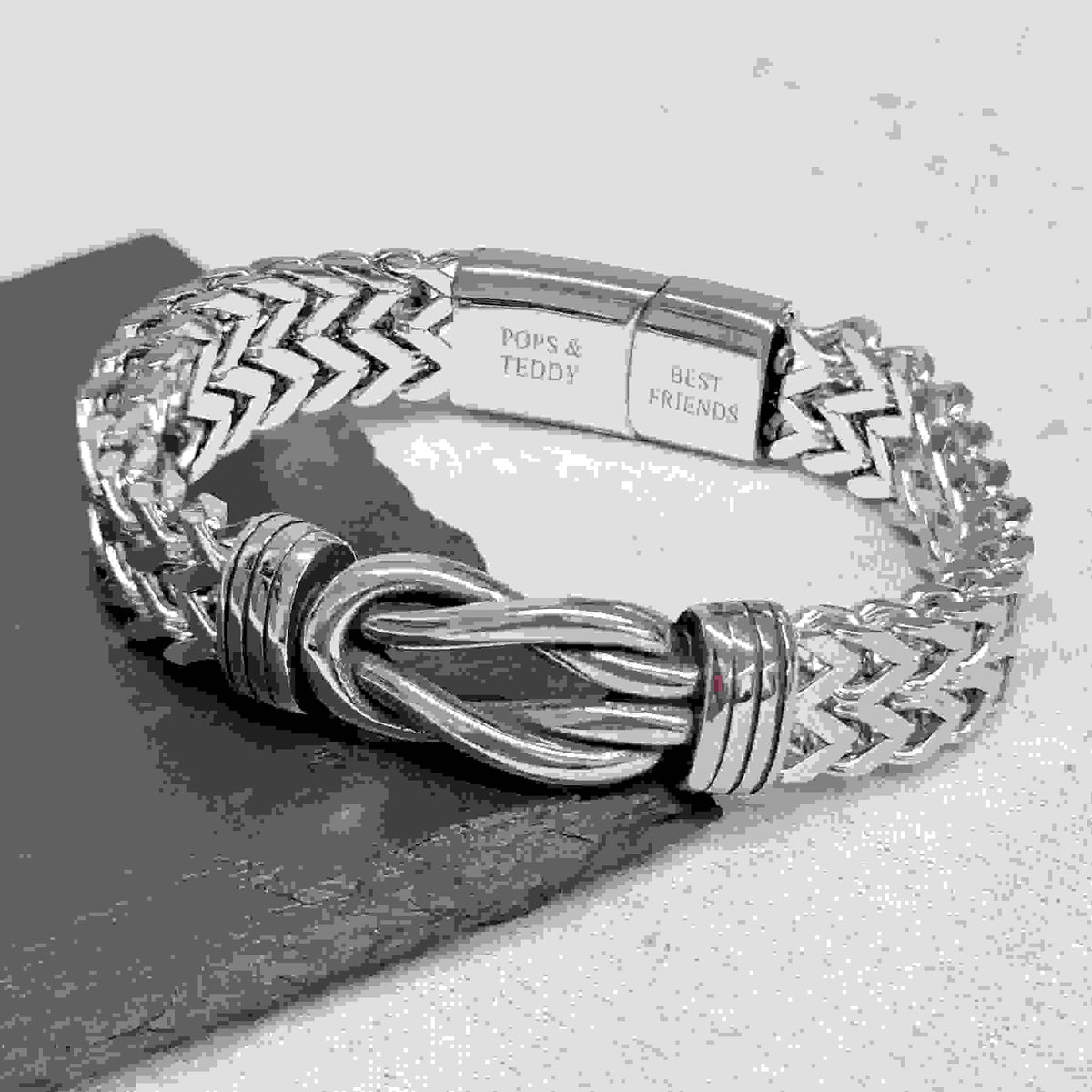 Personalised Men's Woven Stainless Steel Infinity Knot Bracelet