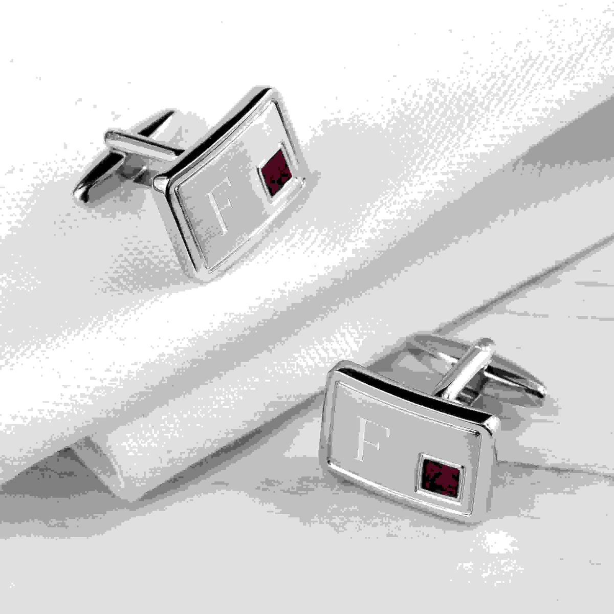 Personalised Rhodium Plated Birthstone Crystal Cufflink Set