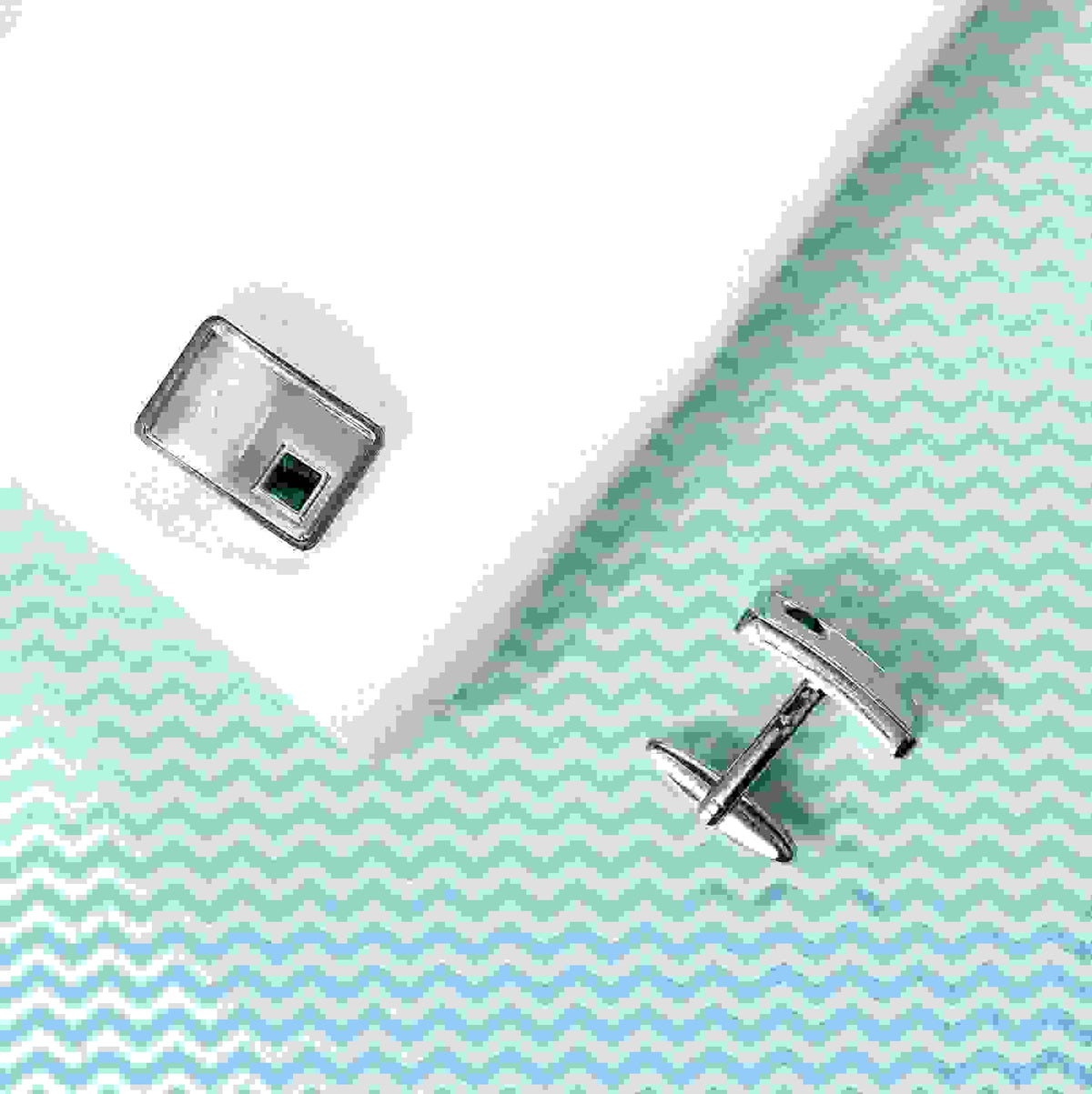 Personalised Rhodium Plated Birthstone Crystal Cufflink Set