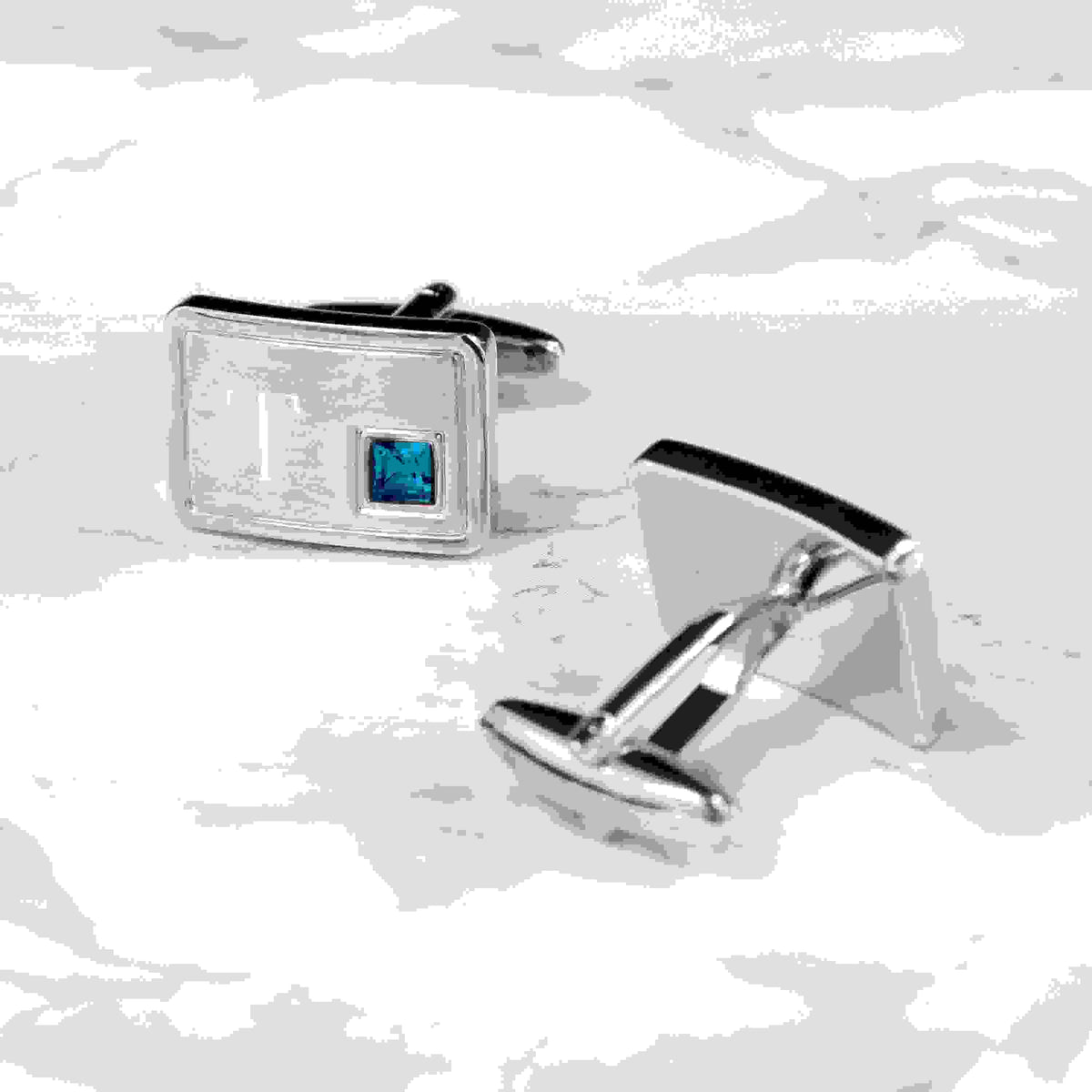 Personalised Rhodium Plated Birthstone Crystal Cufflink Set