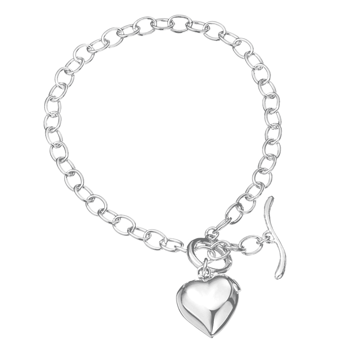 Sterling Silver Chain Bracelet with Heart Charm