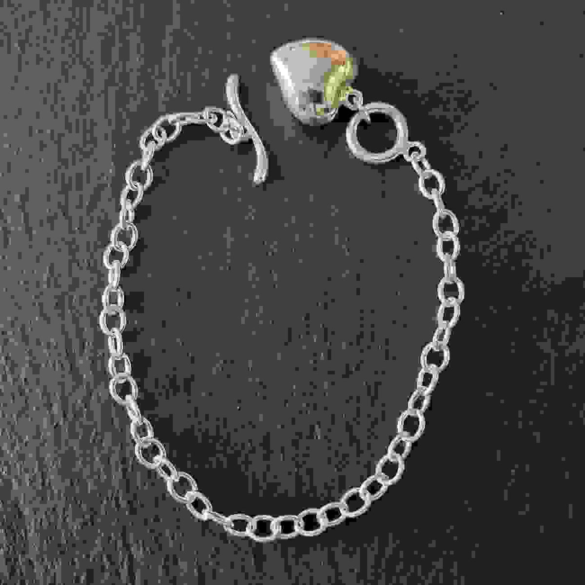 Sterling Silver Chain Bracelet with Heart Charm