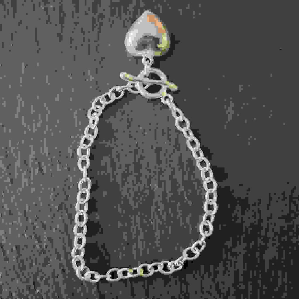 Sterling Silver Chain Bracelet with Heart Charm