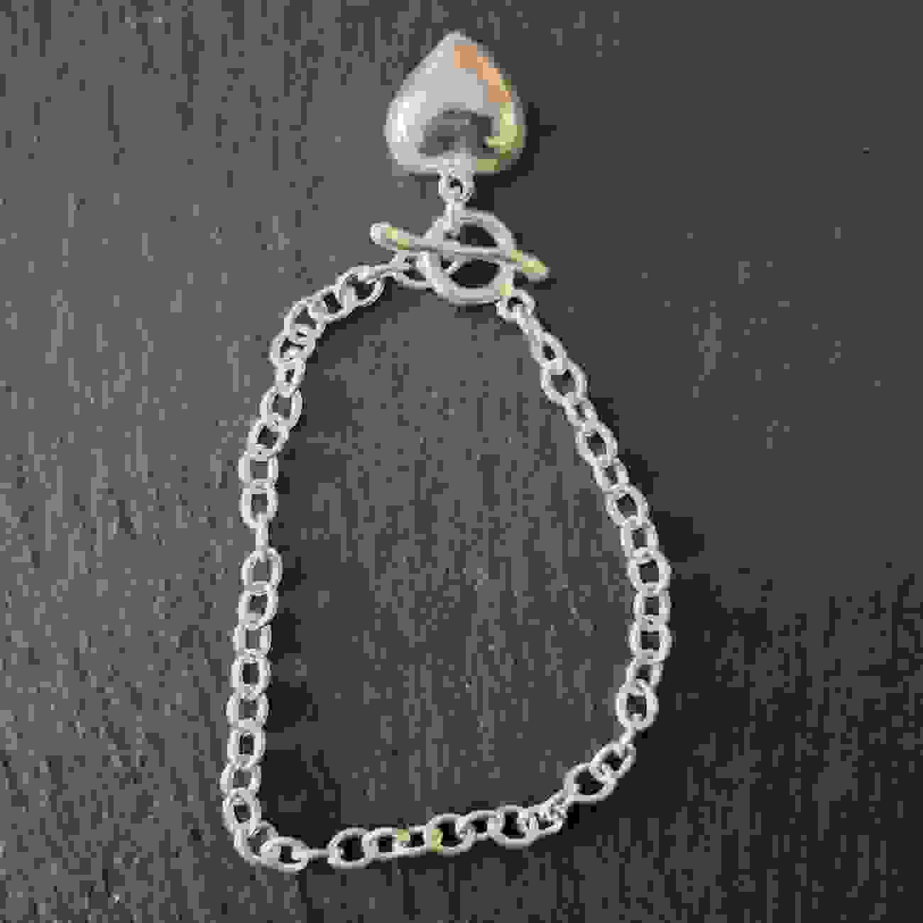 Sterling Silver Chain Bracelet with Heart Charm