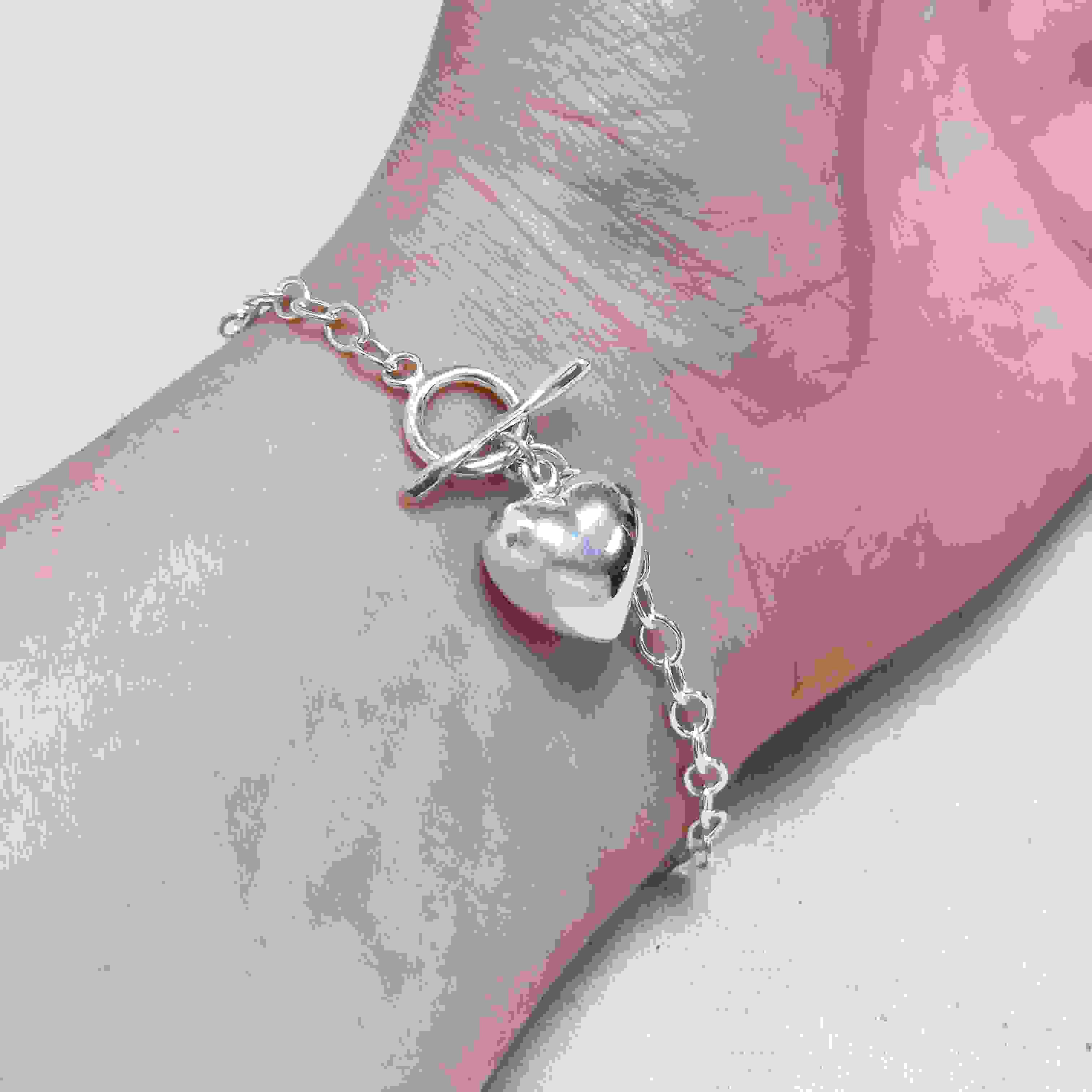 Sterling Silver Chain Bracelet with Heart Charm