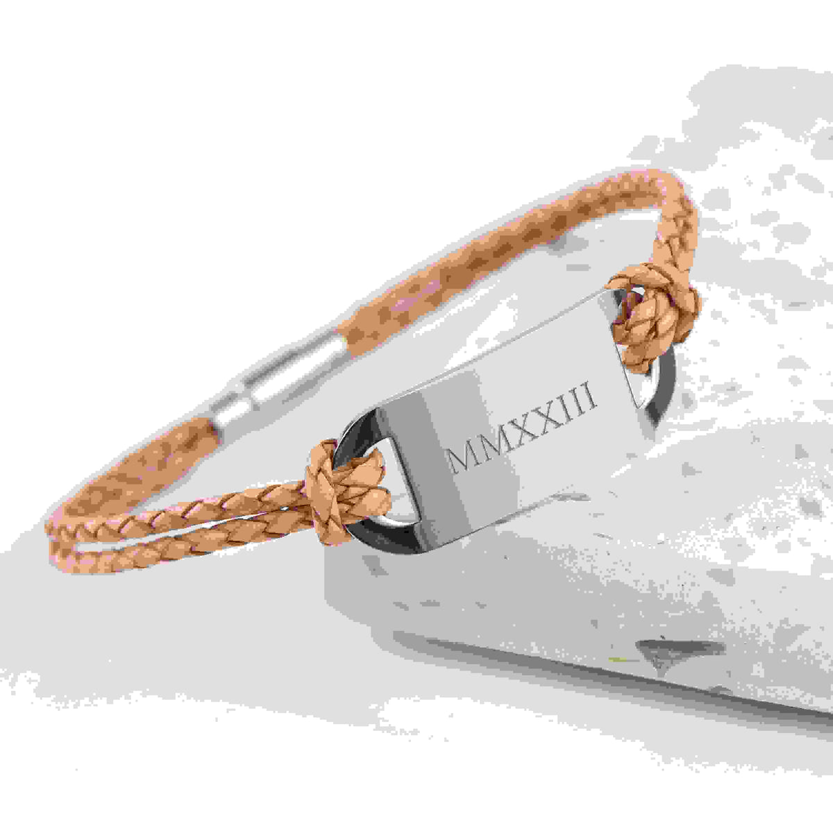 Personalised Men's Roman Numerals Statement Leather Bracelet