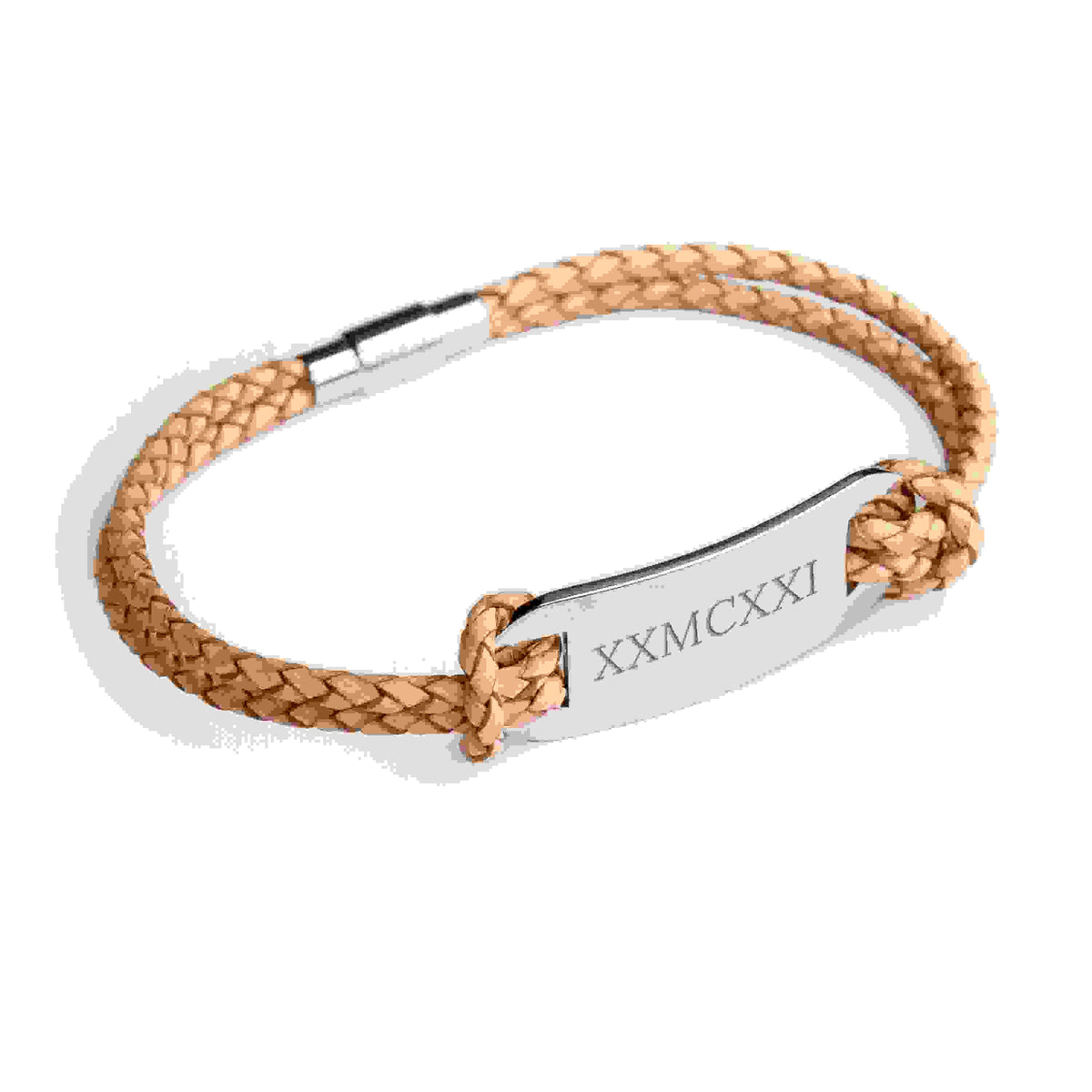 Personalised Men's Roman Numerals Statement Leather Bracelet
