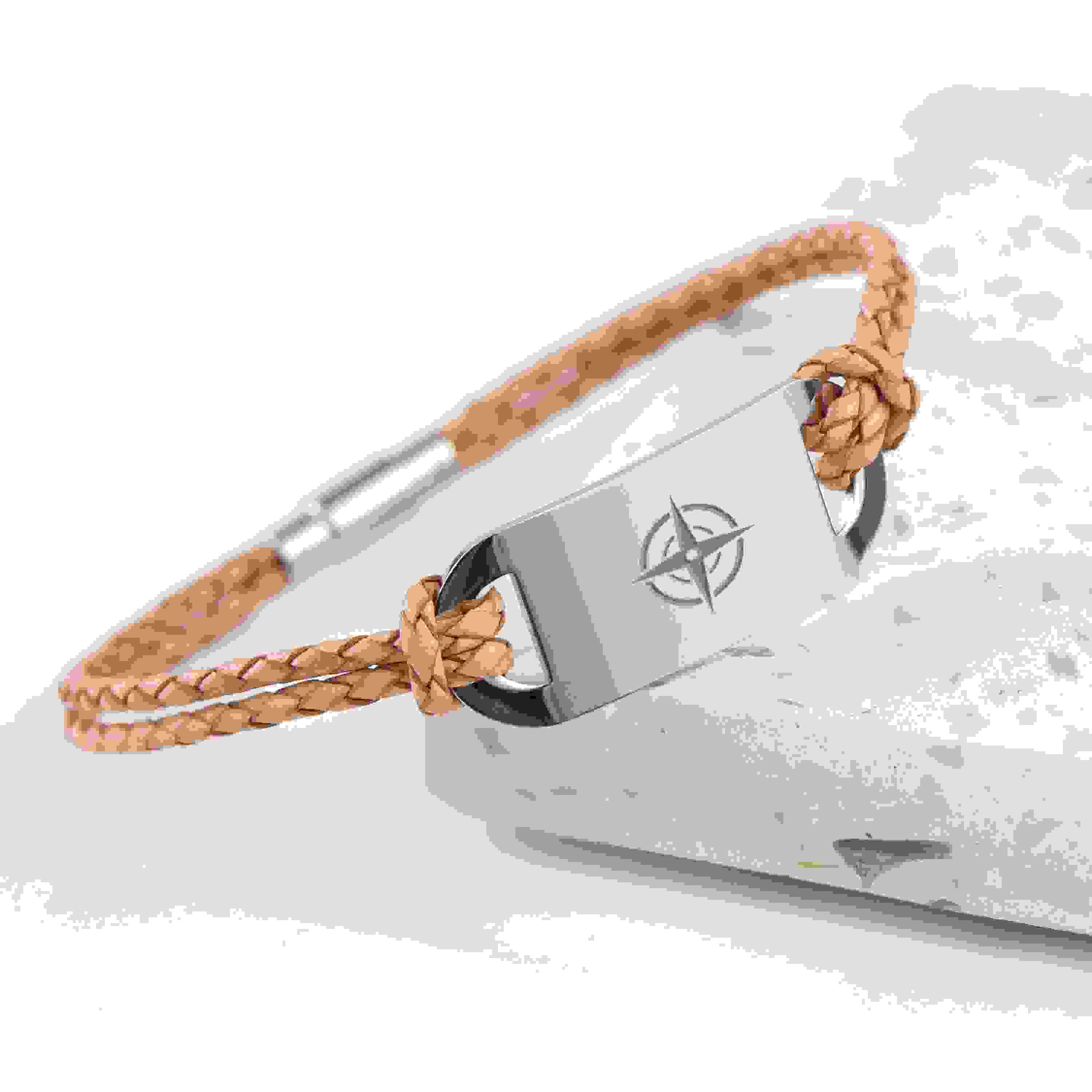 Personalised Men's Travel Compass Statement Leather Bracelet