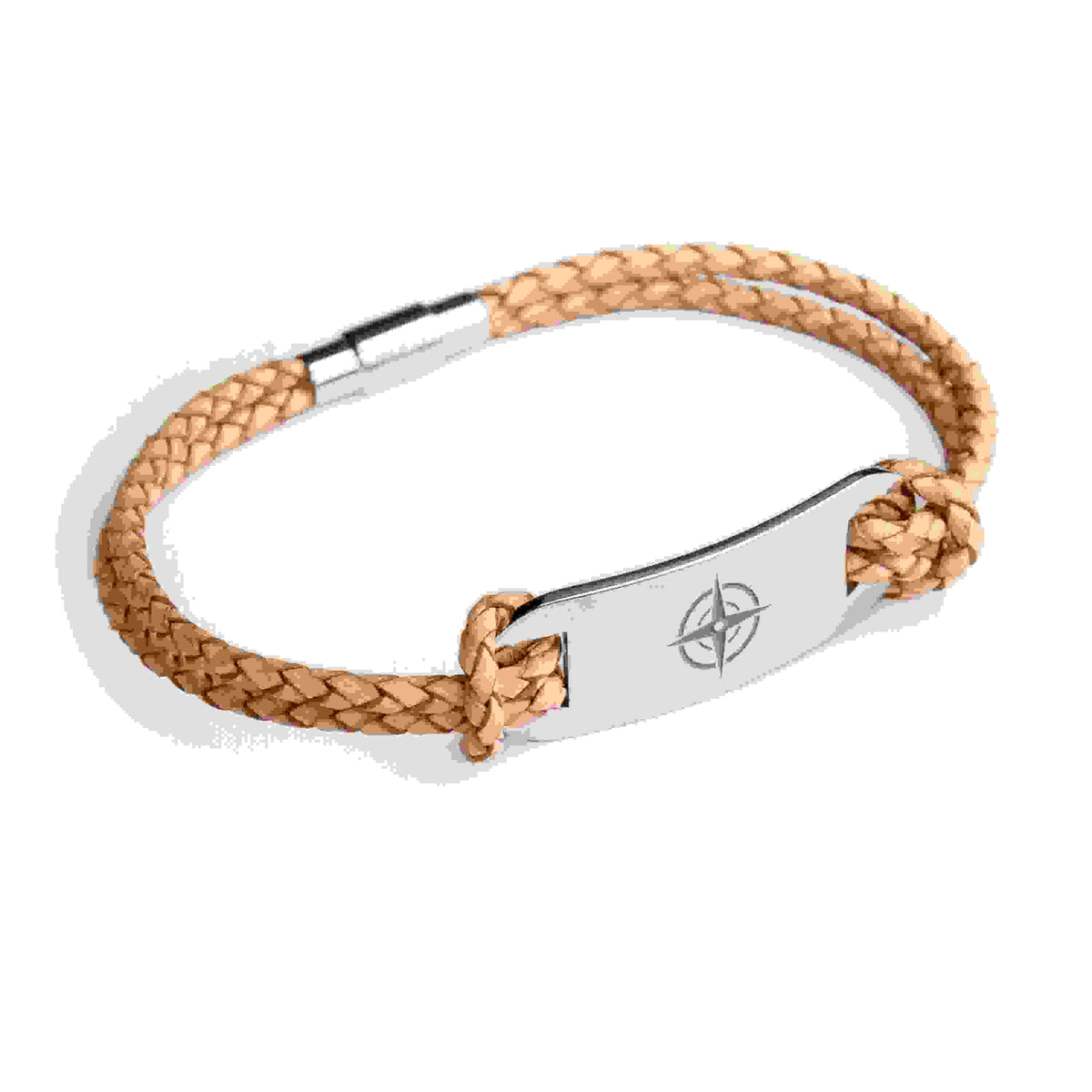 Personalised Men's Travel Compass Statement Leather Bracelet