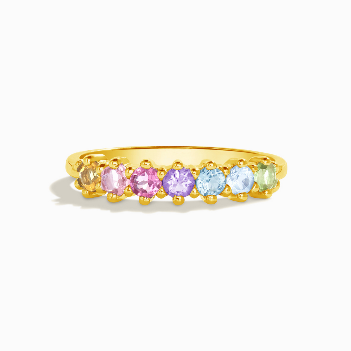 Bague éternité Pastel Rainbow Gemstone en vermeil or 18 carats