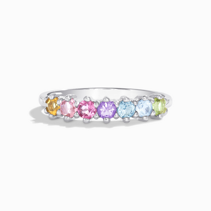 Pastel Rainbow Gemstone Eternity Ring in Sterling Silver - SJR London Timepiece