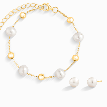 Pearl Everyday Jewellery Set in 18k Gold Vermeil - SJR London Timepiece