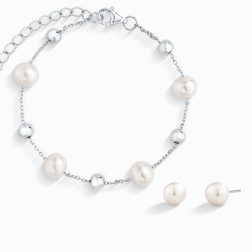 Parure de bijoux quotidiens en argent sterling avec perles