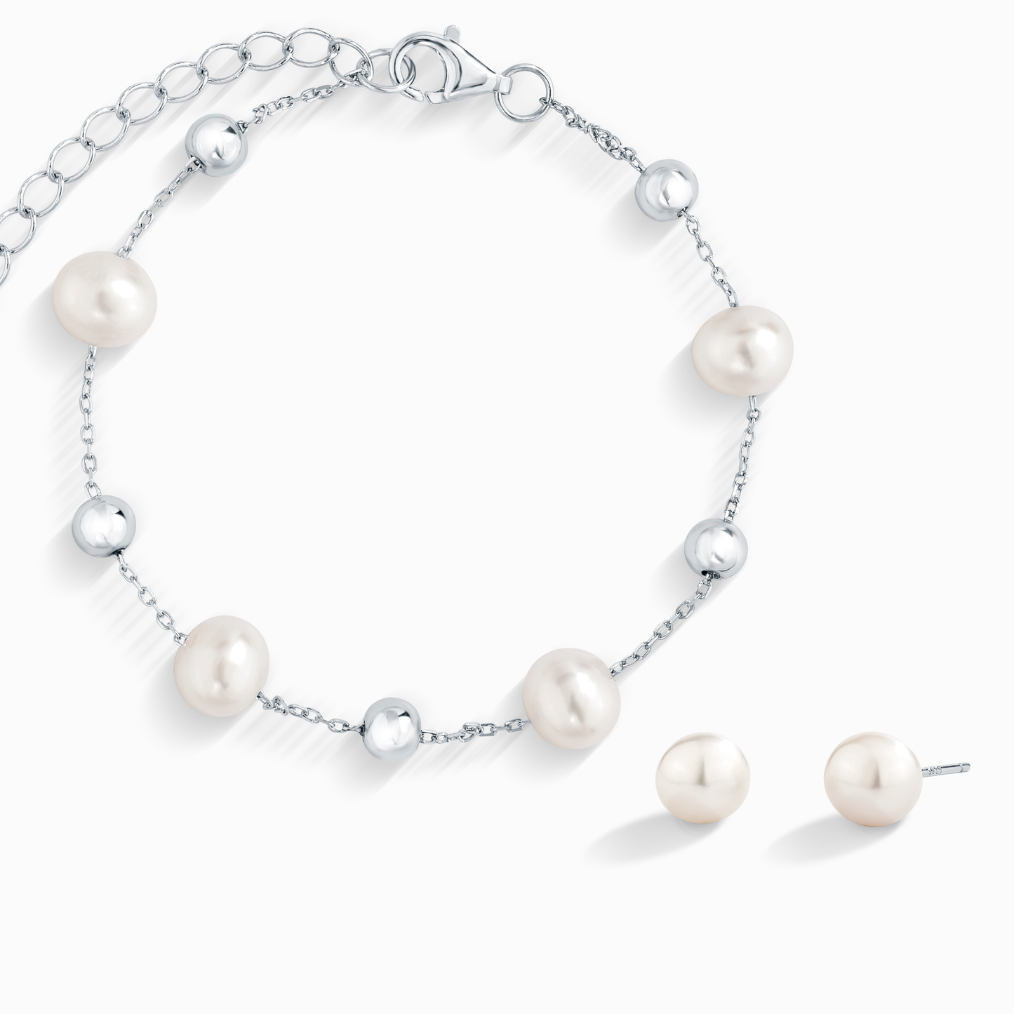Pearl Everyday Jewellery Set in Sterling Silver - SJR London Timepiece