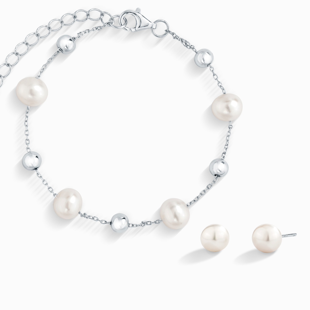 Parure de bijoux quotidiens en argent sterling avec perles