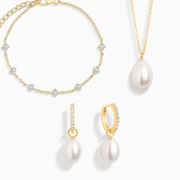 Pearl & Moissanite Bridal Jewellery Set in 18k Gold Vermeil - SJR London Timepiece