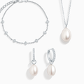 Parure de bijoux de mariée perles et moissanite en argent sterling