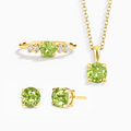 Parure de bijoux de tous les jours en or vermeil 18 carats et péridot