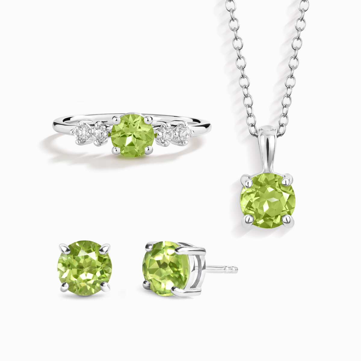 Parure de bijoux quotidiens en argent sterling avec péridot