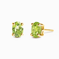 Boucles d'oreilles clous ovales en péridot en vermeil d'or 18 carats