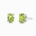 Boucles d'oreilles clous ovales péridot en argent sterling