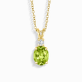 Pendentif péridot et sa chaîne en vermeil d'or 18 carats