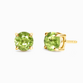 Puces d'oreilles rondes en péridot de 6 mm en vermeil d'or 18 carats