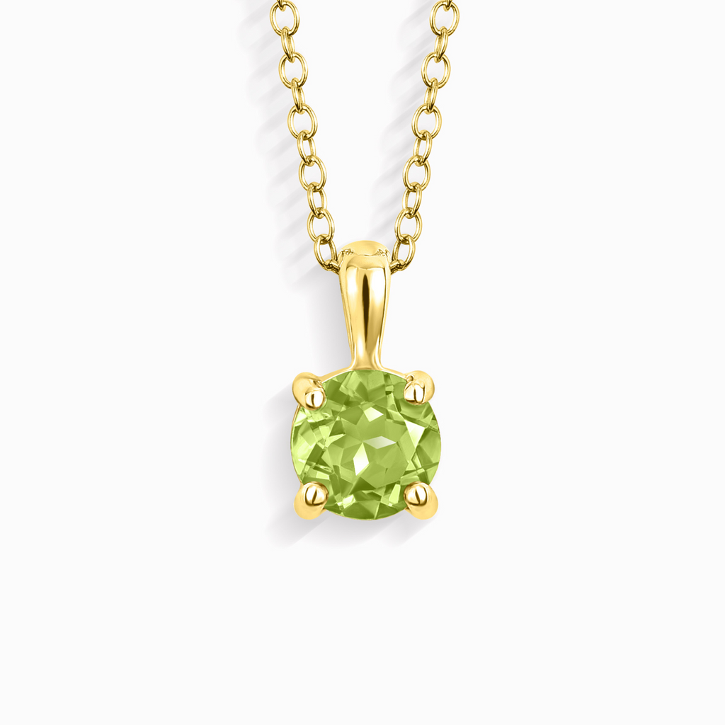 Collier pendentif solitaire péridot en vermeil d'or 18 carats