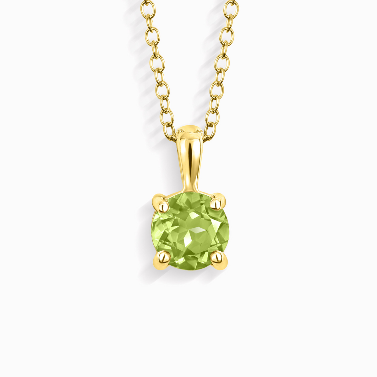 Collier pendentif solitaire péridot en vermeil d'or 18 carats
