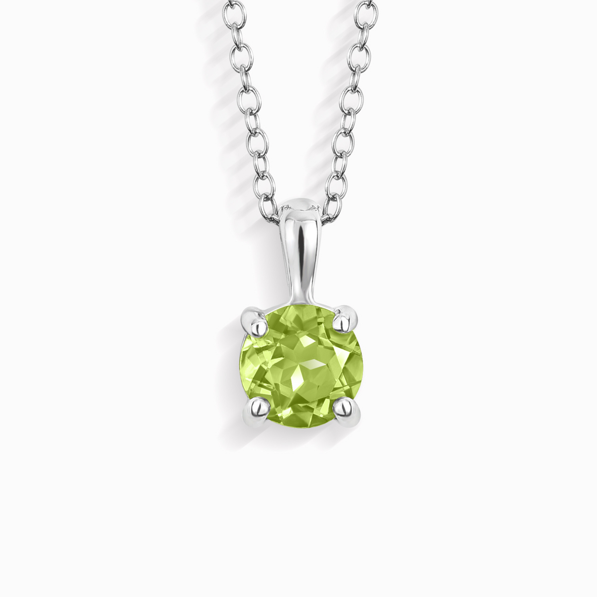 Collier Pendentif Solitaire Péridot en Argent Sterling